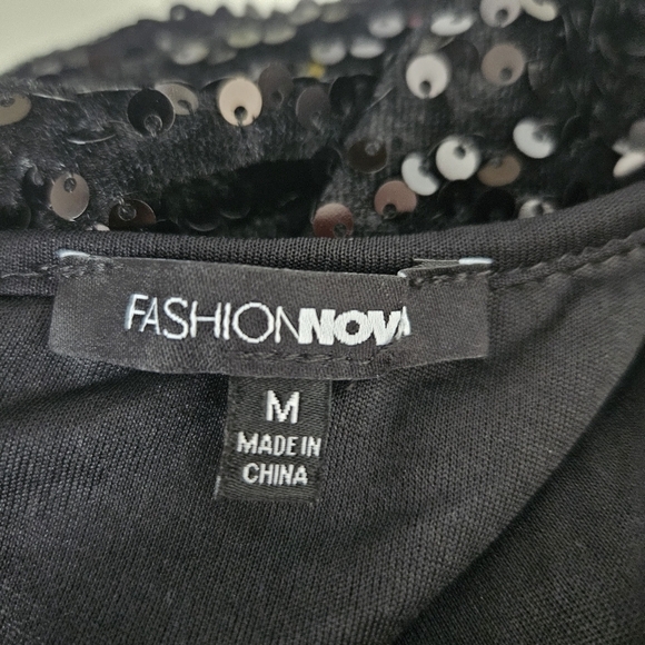 Fashion Nova Womens Sequin Mini Dress Sz Medium Dark Romantic Whimsigoth - Picture 11 of 12